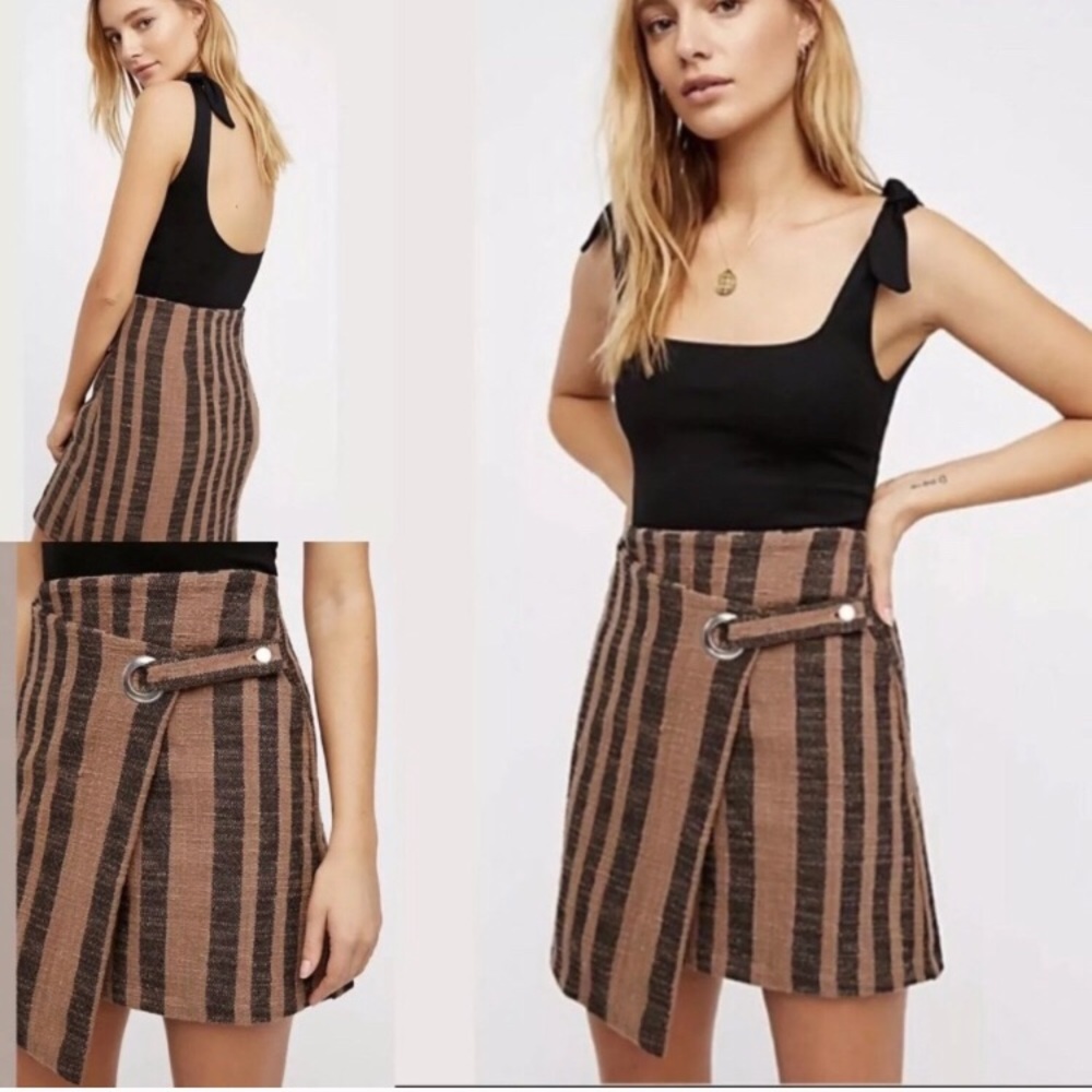 Free People Linen Stripe Skirt